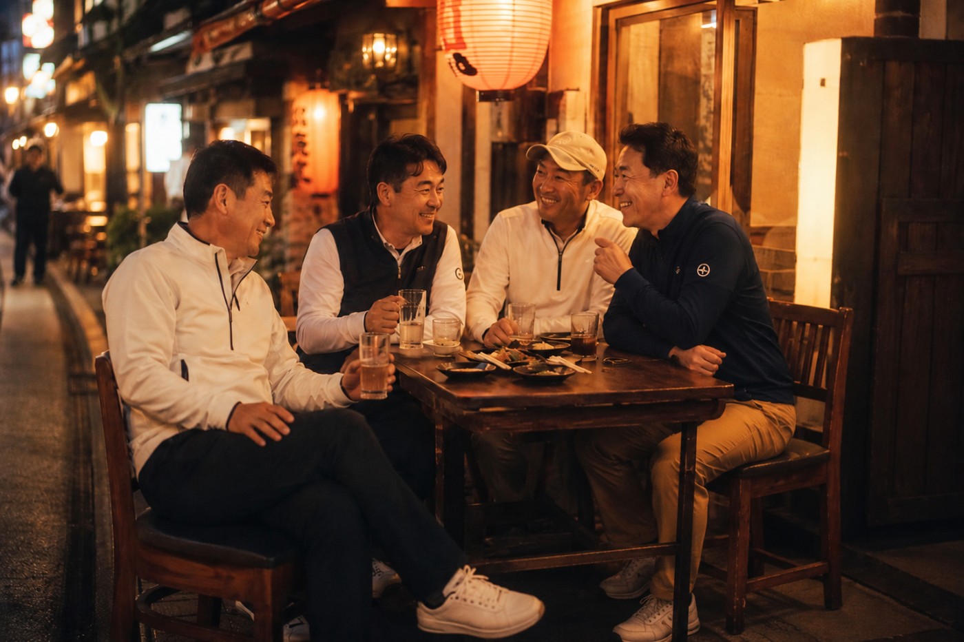 라운드 후 도심 이자카야와 식당을 이용할 수 있다는 점도 미야코노조 숙박의 장점이다.